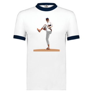 Nolan Ryan Ringer T-shirt MBL Baseball Pitcher Custom Art color White/Navy
