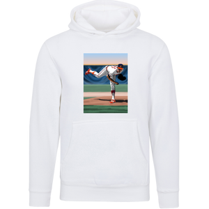 Nolan Ryan Hoodie Pullover Premium MLB Baseball Pitcher Art Illustration color White Nolan Ryan Hoodie Pullover Premium MLB Baseball Pitcher Art Illustration color White