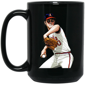 Nolan Ryan Mug Black Glossy Ceramic 15 oz. MLB California Angels pitcher color Black Nolan Ryan Mug Black Glossy Ceramic 15 oz. MLB California Angels pitcher color Black