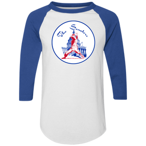 Washington Senators Raglan Shirt 3/4 Sleeve MLB Baseball Team color White/Royal Blue Washington Senators Raglan Shirt 3/4 Sleeve MLB Baseball Team color White/Royal Blue