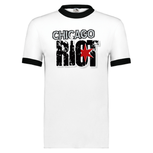Chicago Riot Ringer T-shirt MISL Soccer color White/Black Chicago Riot Ringer T-shirt MISL Soccer color White/Black