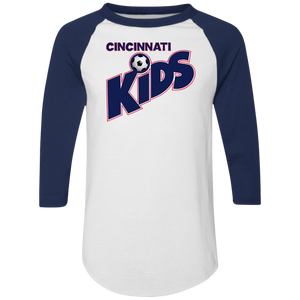 Cincinnati Kids Raglan Shirt Colorblock MISL Soccer color White/Navy Cincinnati Kids Raglan Shirt Colorblock MISL Soccer color White/Navy