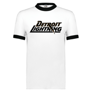 Detroit Lightning Ringer T-shirt MISL Soccer color White/Black Detroit Lightning Ringer T-shirt MISL Soccer color White/Black