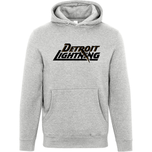 Detroit Lightning Hoodie Pullover Premium MISL Soccer color Heather Grey Detroit Lightning Hoodie Pullover Premium MISL Soccer color Heather Grey
