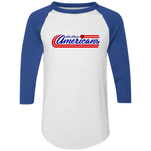 Las Vegas Americans Raglan Shirt Colorblock MISL Soccer color White/Royal Blue Las Vegas Americans Raglan Shirt Colorblock MISL Soccer color White/Royal Blue