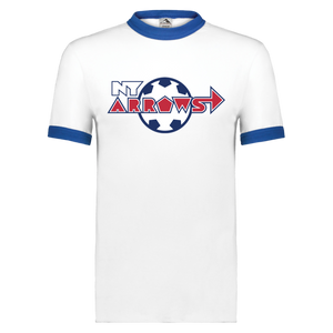 New York Arrows Ringer T-shirt MISL Soccer color White/Royal Blue New York Arrows Ringer T-shirt MISL Soccer color White/Royal Blue