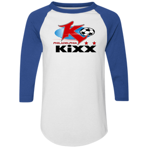 Philadelphia Kixx Raglan Shirt Colorblock MISL Soccer color White/Royal Blue Philadelphia Kixx Raglan Shirt Colorblock MISL Soccer color White/Royal Blue