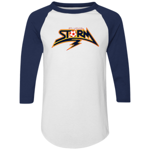 St. Louis Storm Raglan Shirt Colorblock MISL Soccer color White/Navy Blue St. Louis Storm Raglan Shirt Colorblock MISL Soccer color White/Navy Blue