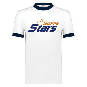 Tacoma Stars Ringer T-shirt MISL Soccer color White/Navy Tacoma Stars Ringer T-shirt MISL Soccer color White/Navy