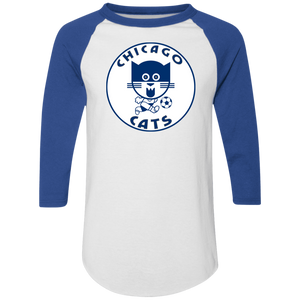 Chicago Cats Raglan Shirt Colorblock ASL Soccer color White/Royal Blue Chicago Cats Raglan Shirt Colorblock ASL Soccer color White/Royal Blue