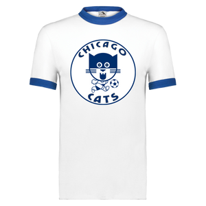 Chicago Cats Ringer T-shirt ASL Soccer color White/Royal Blue Chicago Cats Ringer T-shirt ASL Soccer color White/Royal Blue