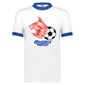 Connecticut Wildcats Ringer T-shirt ASL Soccer color White/Royal Blue Connecticut Wildcats Ringer T-shirt ASL Soccer color White/Royal Blue