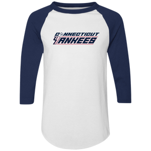 Connecticut Yankees Raglan Shirt Colorblock ASL Soccer color White/Navy Blue Connecticut Yankees Raglan Shirt Colorblock ASL Soccer color White/Navy Blue