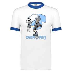 Nashville Diamonds Ringer T-shirt ASL Soccer color White/Royal Blue Nashville Diamonds Ringer T-shirt ASL Soccer color White/Royal Blue