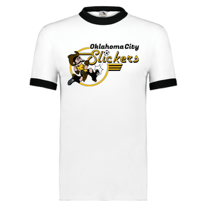 Oklahoma City Slickers Ringer T-shirt ASL Soccer color White/Black Oklahoma City Slickers Ringer T-shirt ASL Soccer color White/Black