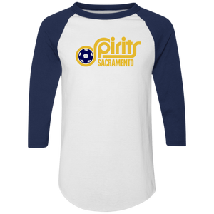 Sacramento Spirits Raglan Shirt Colorblock ASL Soccer color White/Navy Blue Sacramento Spirits Raglan Shirt Colorblock ASL Soccer color White/Navy Blue