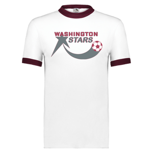 Washington Stars Ringer T-shirt ASL Soccer color White/Maroon Washington Stars Ringer T-shirt ASL Soccer color White/Maroon