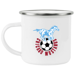 Chicago Mustangs Camping Mug 12 oz. Enamel NASL Soccer color White Chicago Mustangs Camping Mug 12 oz. Enamel NASL Soccer color White