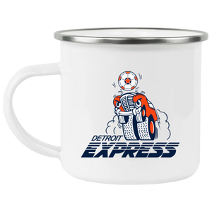 Detroit Express Camping Mug 12 oz. Enamel NASL Soccer color White Detroit Express Camping Mug 12 oz. Enamel NASL Soccer color White