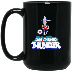 San Antonio Thunder Mug 15 oz. Black Glossy Ceramic NASL Soccer San Antonio Thunder Mug 15 oz. Black Glossy Ceramic NASL Soccer