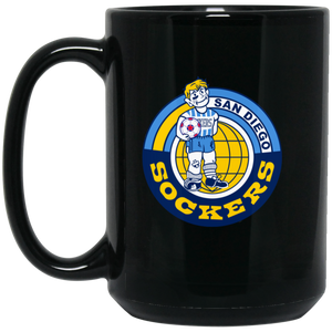 San Diego Sockers Mug 15 oz. Black Glossy Ceramic NASL Soccer San Diego Sockers Mug 15 oz. Black Glossy Ceramic NASL Soccer