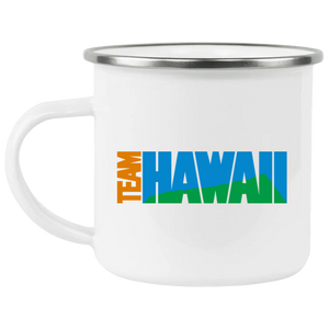 Team Hawaii Camping Mug 12 oz. Enamel NASL Soccer color White Team Hawaii Camping Mug 12 oz. Enamel NASL Soccer color White