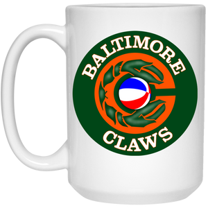 Baltimore Claws Mug 15 oz. White Glossy Ceramic ABA Basketball Team Baltimore Claws Mug 15 oz. White Glossy Ceramic ABA Basketball Team