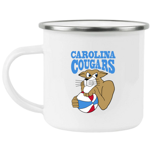 Carolina Cougars Camping Mug 12 oz. Stainless Steel Enamel ABA Basketball Team color White Carolina Cougars Camping Mug 12 oz. Stainless Steel Enamel ABA Basketball Team color White