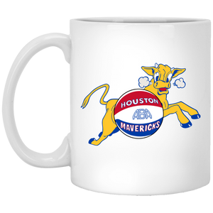 Houston Mavericks Mug 11 oz. White Glossy Ceramic ABA Basketball Team Houston Mavericks Mug 11 oz. White Glossy Ceramic ABA Basketball Team