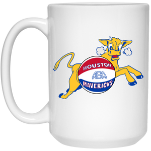Houston Mavericks Mug 15 oz. White Glossy Ceramic ABA Basketball Team Houston Mavericks Mug 15 oz. White Glossy Ceramic ABA Basketball Team