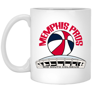 Memphis Pros Mug 11 oz. White Glossy Ceramic ABA Basketball Team Memphis Pros Mug 11 oz. White Glossy Ceramic ABA Basketball Team