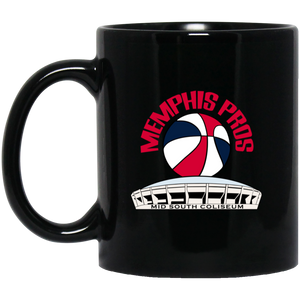 Memphis Pros Mug 11 oz. Black Glossy Ceramic ABA Basketball Team Memphis Pros Mug 11 oz. Black Glossy Ceramic ABA Basketball Team