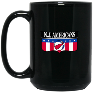 New Jersey Americans Mug 15 oz. Black Glossy Ceramic ABA Basketball Team New Jersey Americans Mug 15 oz. Black Glossy Ceramic ABA Basketball Team
