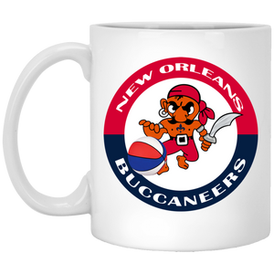 New Orleans Buccaneers Mug 11 oz. White Glossy Ceramic ABA Basketball Team New Orleans Buccaneers Mug 11 oz. White Glossy Ceramic ABA Basketball Team