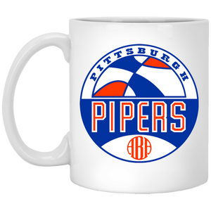 Pittsburgh Pipers Mug 11 oz. White Glossy Ceramic ABA Basketball Team Pittsburgh Pipers Mug 11 oz. White Glossy Ceramic ABA Basketball Team