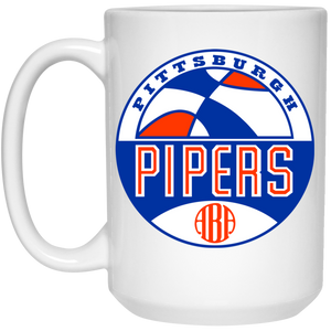 Pittsburgh Pipers Mug 15 oz. White Glossy Ceramic ABA Basketball Team Pittsburgh Pipers Mug 15 oz. White Glossy Ceramic ABA Basketball Team