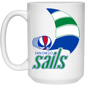 San Diego Sails Mug 15 oz. White Glossy Ceramic ABA Basketball Team San Diego Sails Mug 15 oz. White Glossy Ceramic ABA Basketball Team