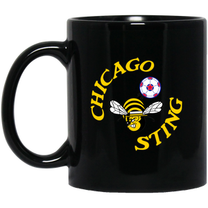 Chicago Sting Mug 11 oz. Black Glossy Ceramic NASL Soccer Team Chicago Sting Mug 11 oz. Black Glossy Ceramic NASL Soccer Team