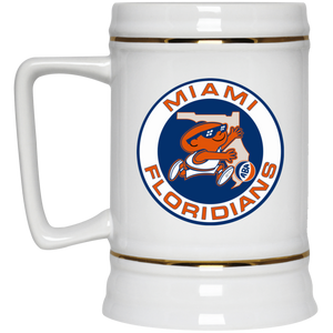 Miami Floridians ABA Ceramic Beer Stein 22 oz. American Basketball Association Team color White Miami Floridians ABA Ceramic Beer Stein 22 oz. American Basketball Association Team color White