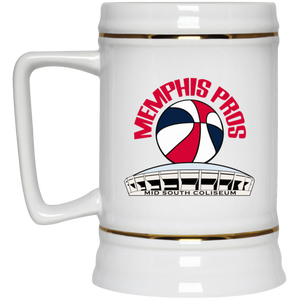 Memphis Pros ABA Ceramic Beer Stein 22 oz. American Basketball Association Team color White Memphis Pros ABA Ceramic Beer Stein 22 oz. American Basketball Association Team color White
