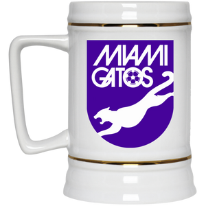 Miami Gatos NASL Soccer Team Beer Mug Stein Drinkware 22 Oz. Capacity color White Miami Gatos NASL Soccer Team Beer Mug Stein Drinkware 22 Oz. Capacity color White