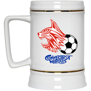 Connecticut Wildcats Beer Stein Ceramic 22 Oz. Capacity ASL Soccer Team color White Connecticut Wildcats Beer Stein Ceramic 22 Oz. Capacity ASL Soccer Team color White