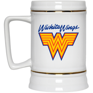Wichita Wings Beer Mug Stein Ceramic 22 Oz. Capacity MISL Soccer Team color White Wichita Wings Beer Mug Stein Ceramic 22 Oz. Capacity MISL Soccer Team color White