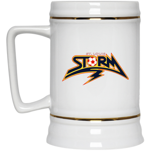 St. Louis Storm Beer Stein Mug Ceramic 22 Oz. Capacity MISL Soccer Team color White St. Louis Storm Beer Stein Mug Ceramic 22 Oz. Capacity MISL Soccer Team color White