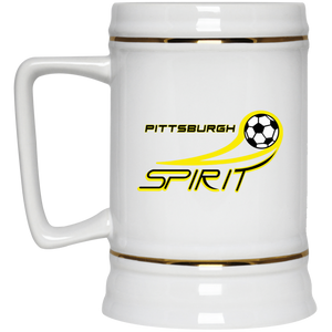 Pittsburgh Spirit Beer Stein Mug Ceramic 22 Oz. Capacity MISL Soccer Team color White