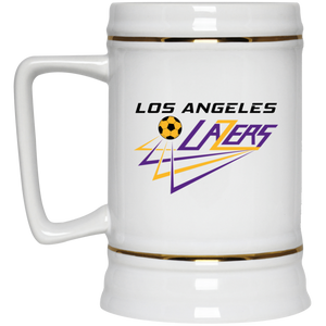 Los Angeles Lazers Beer Mug Stein Ceramic 22 Oz. Capacity MISL Soccer Team color White