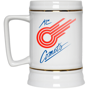 Kansas City Comets Beer Mug Stein Ceramic 22 Oz. Capacity MISL Soccer Team color White