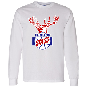 Chicago Stags Long Sleeve NBA Shirt Classic National Basketball Association Team color White Chicago Stags Long Sleeve NBA Shirt Classic National Basketball Association Team color White