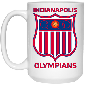 Indianapolis Olympians Coffee Mug Ceramic 15 oz. NBA Basketball Team color White Indianapolis Olympians Coffee Mug Ceramic 15 oz. NBA Basketball Team color White