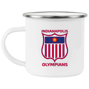 Indianapolis Olympians Camping Mug Enamel 12 oz. NBA Basketball Team color White Indianapolis Olympians Camping Mug Enamel 12 oz. NBA Basketball Team color White